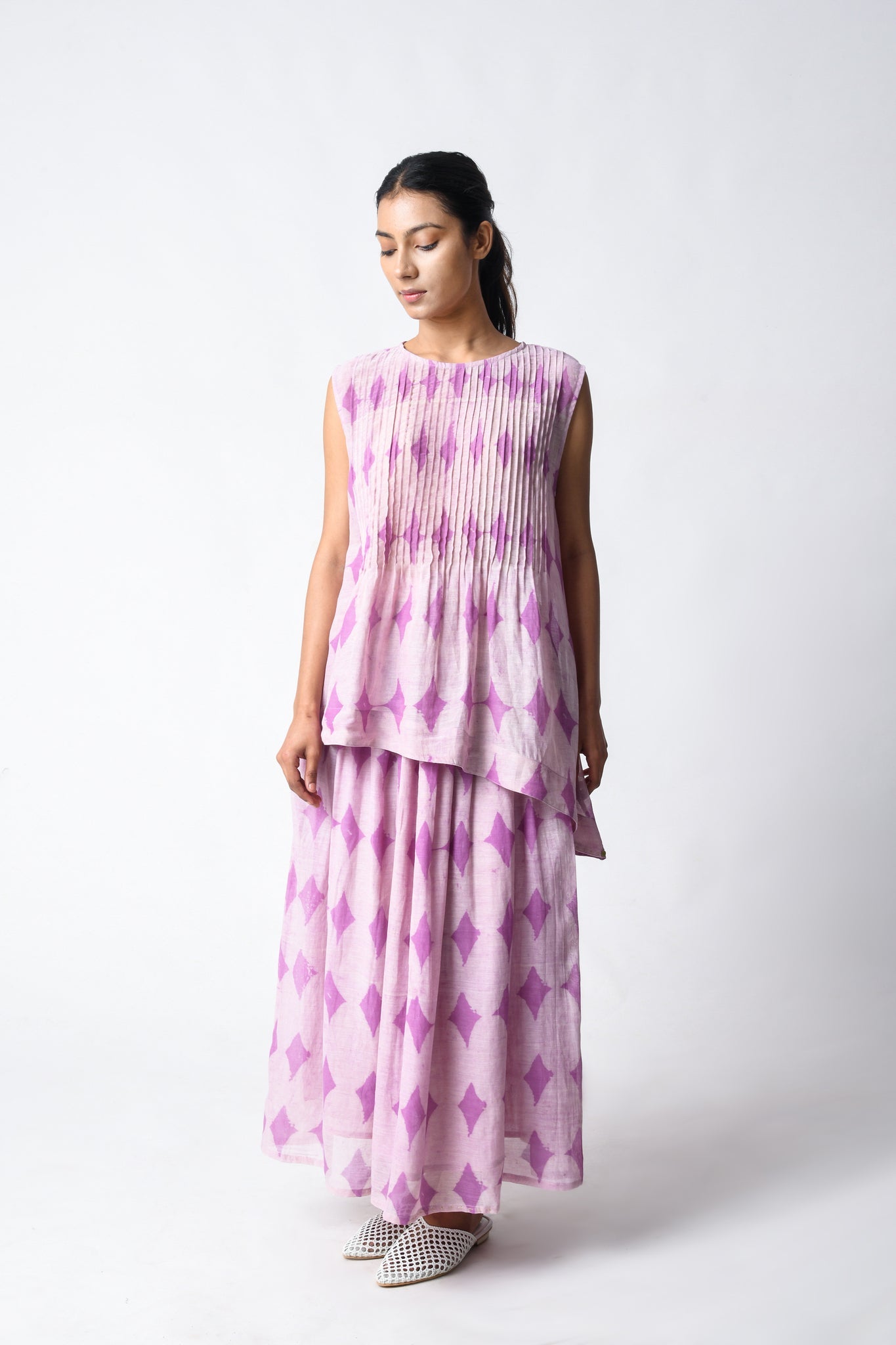 Pintuck Plum Cord Set - CiceroniSkirt SetJayati Goenka