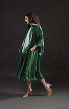 Pintucks Mulberry Silk Dress - Moss Green - CiceroniDressesHiranya