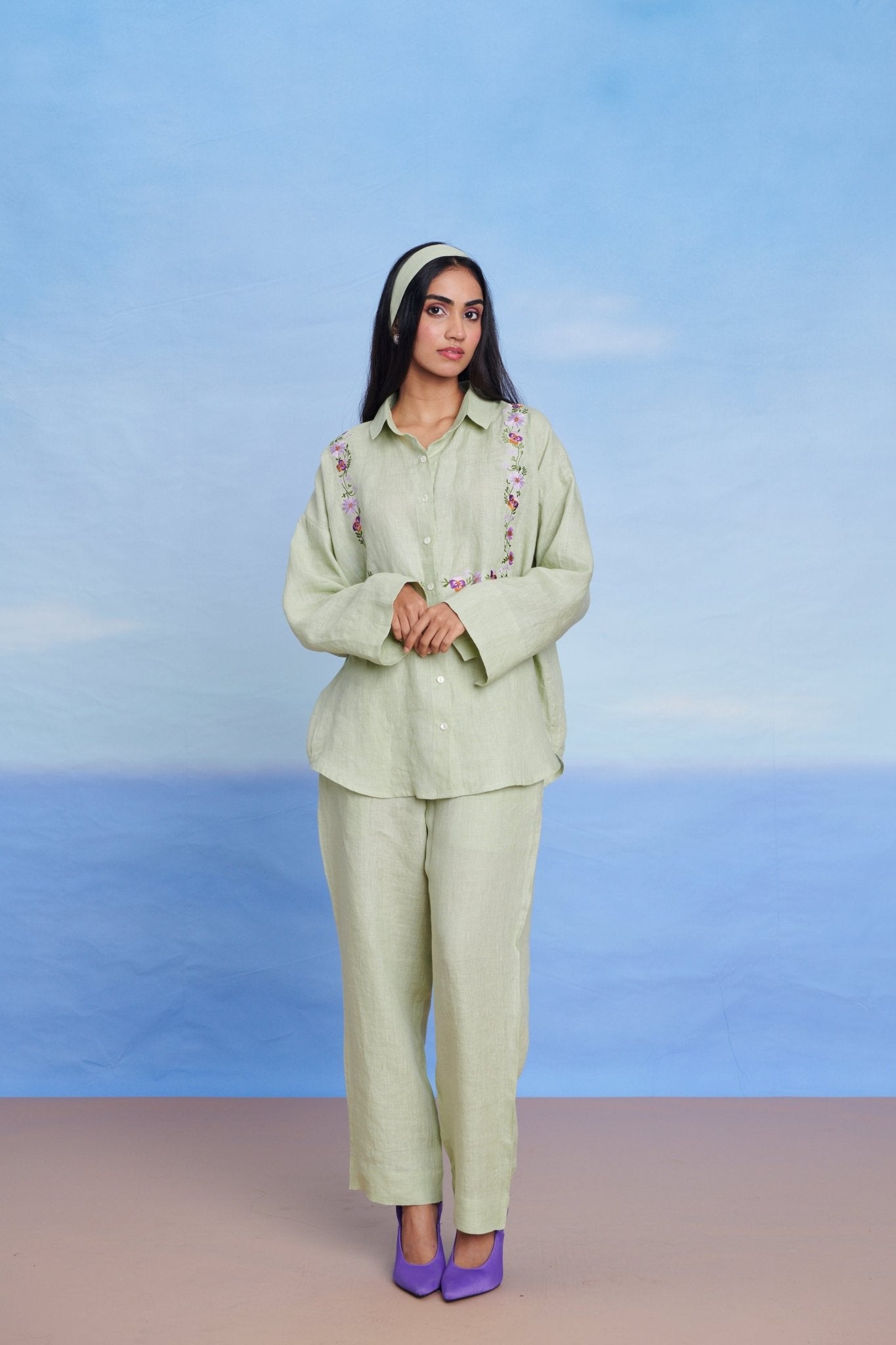 Pista Linen Oversized Flared Shirt - CiceroniShirtsSaphed