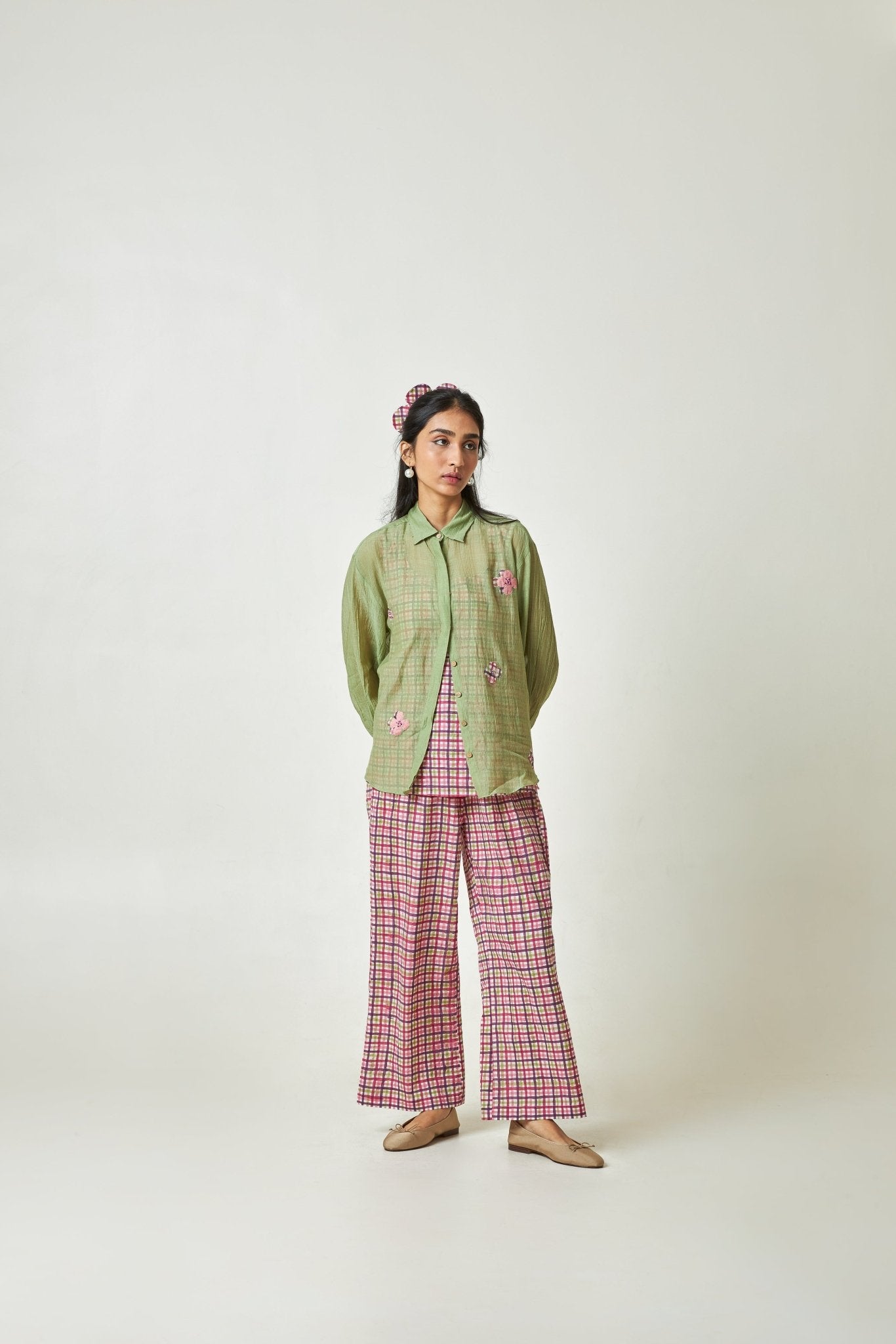 Pistachio Embroidered Shirt - CiceroniShirtPants and Pajamas