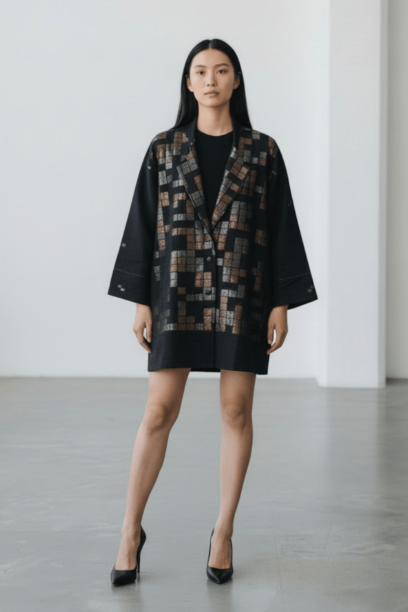 Pixel Jacket – Black Zari Pixel - CiceroniJacketsBhomra