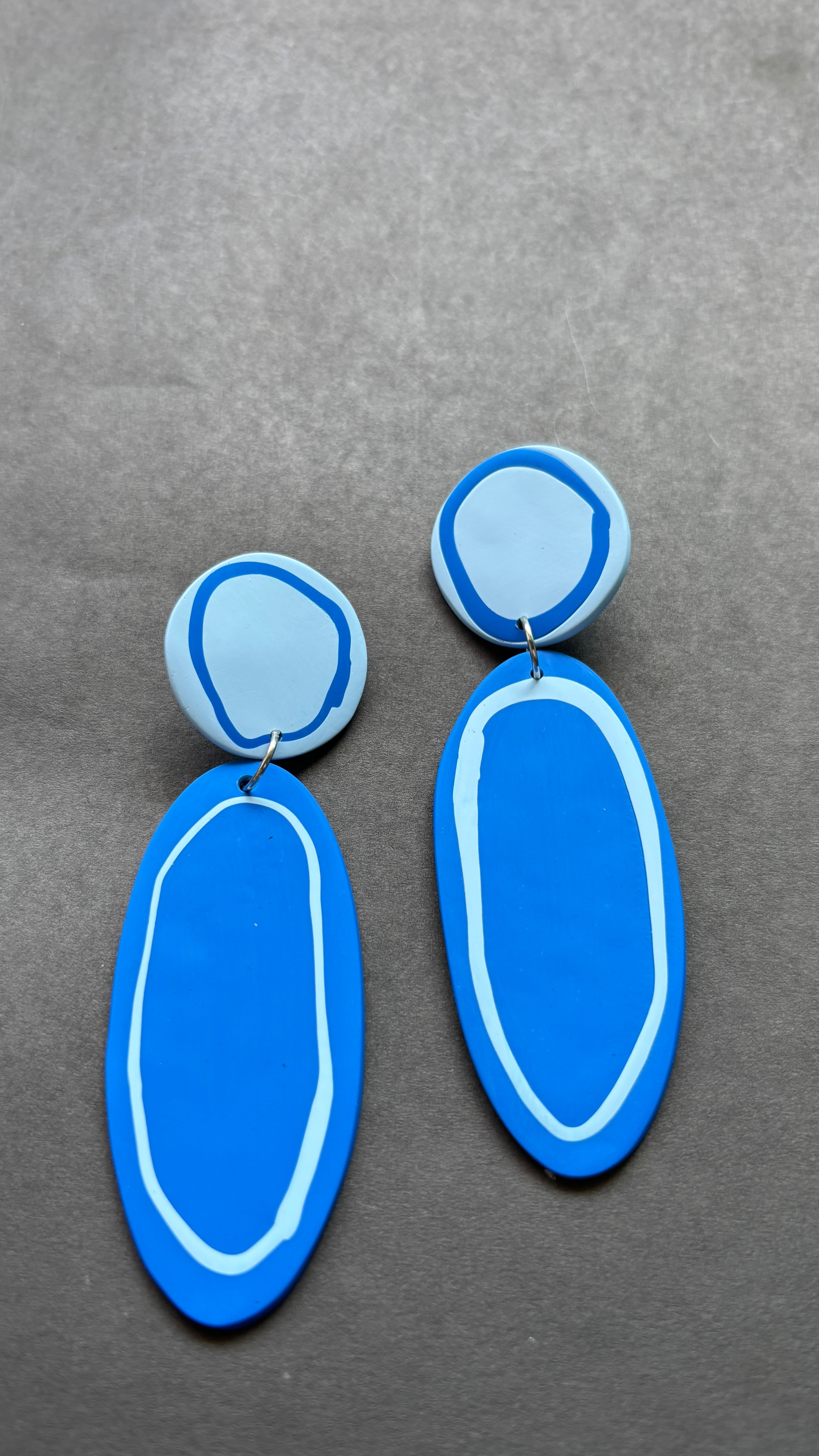 Playful Oval - Cobalt and Pale Blue - CiceroniEarringsColoured Ears