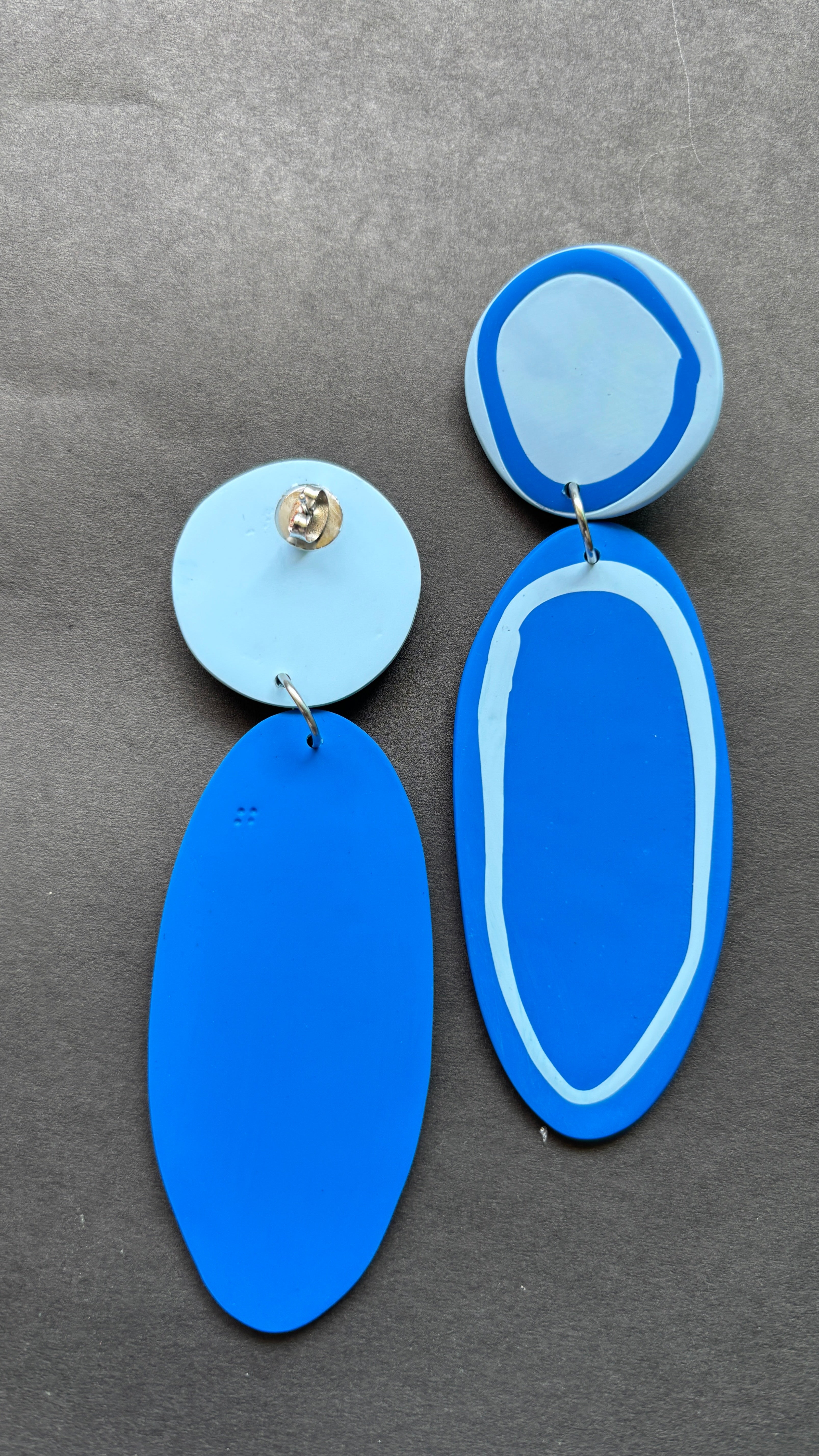 Playful Oval - Cobalt and Pale Blue - CiceroniEarringsColoured Ears