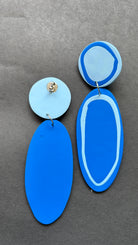 Playful Oval - Cobalt and Pale Blue - CiceroniEarringsColoured Ears