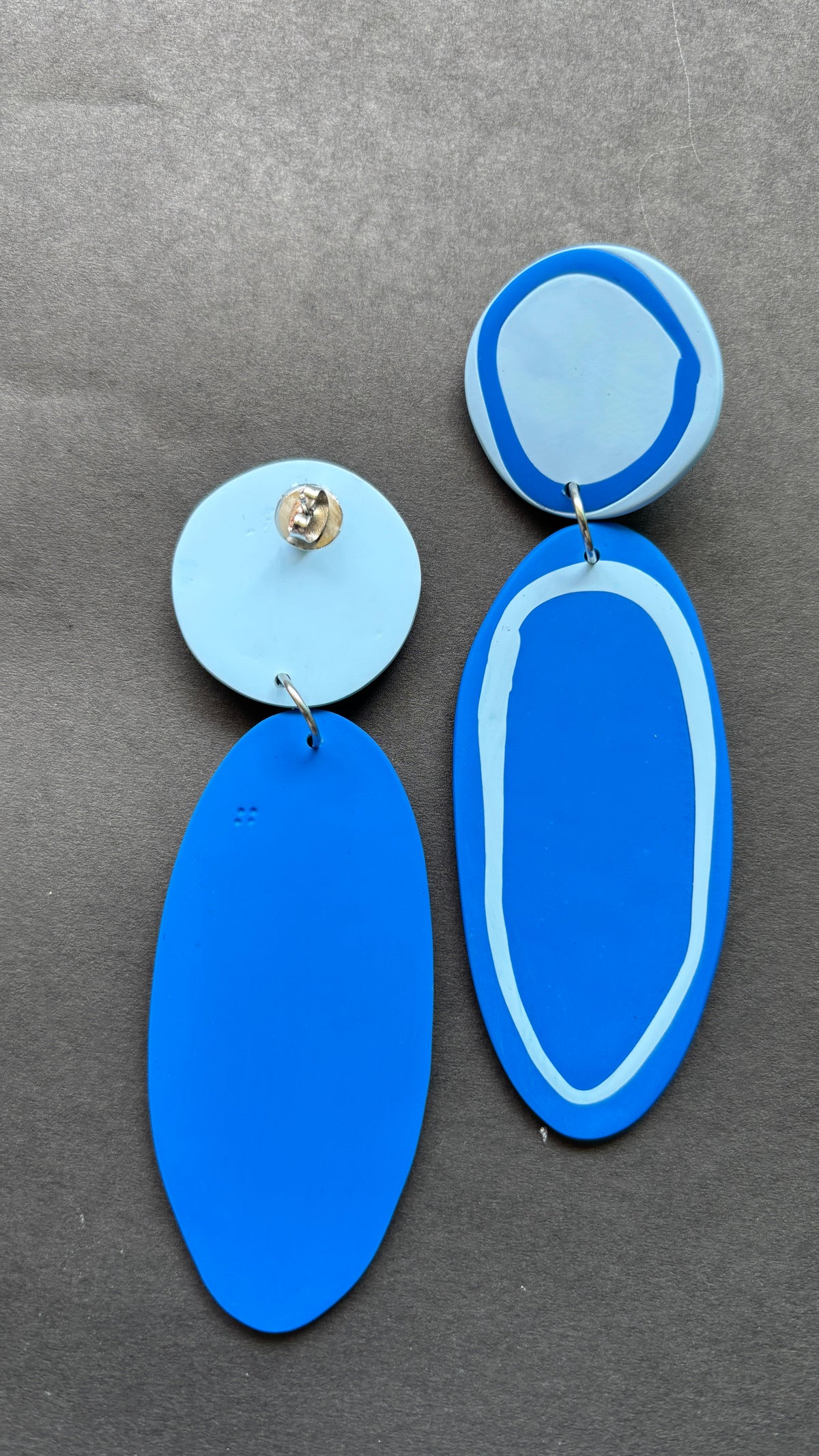 Playful Oval - Cobalt and Pale Blue - CiceroniEarringsColoured Ears