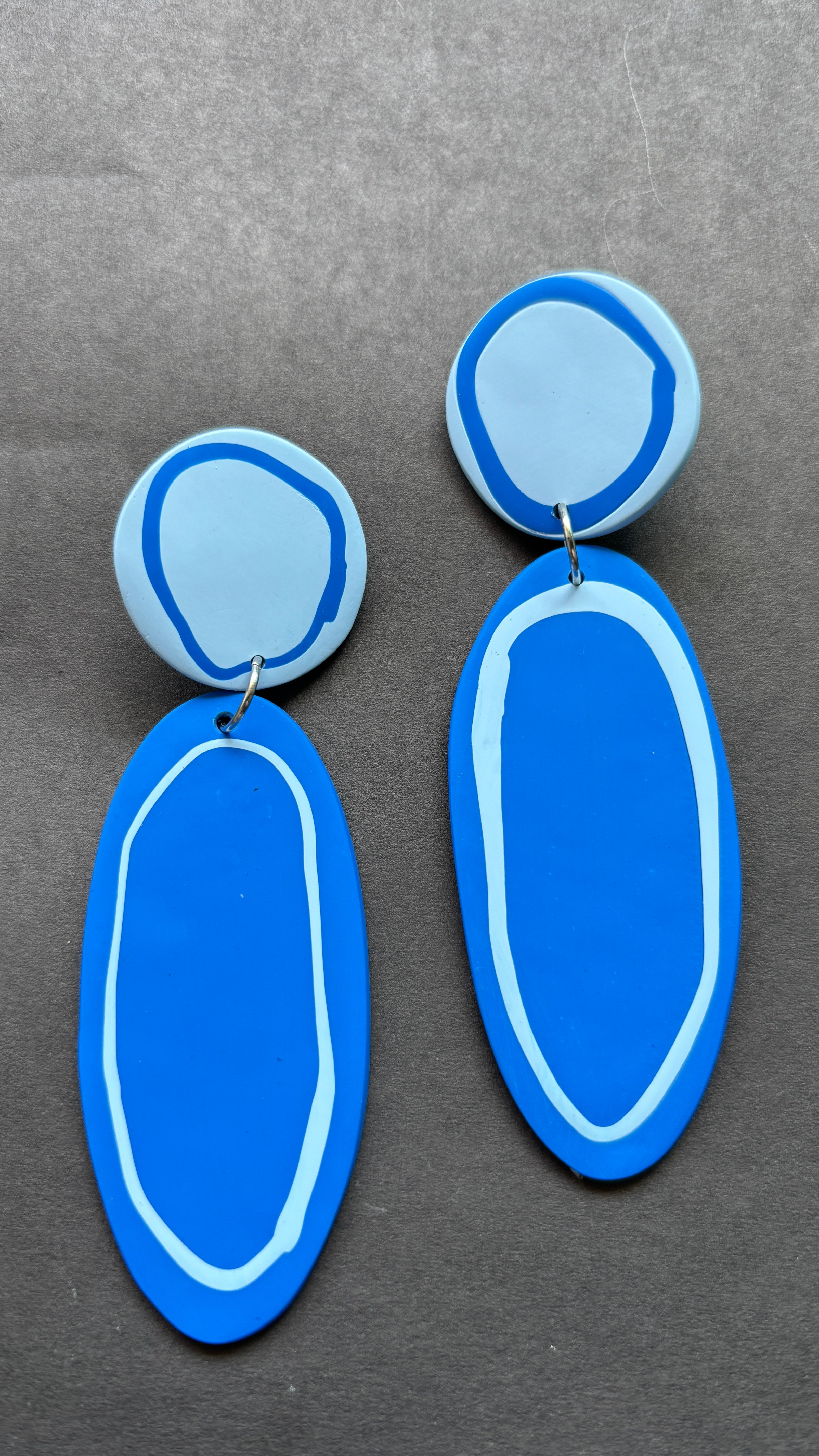 Playful Oval - Cobalt and Pale Blue - CiceroniEarringsColoured Ears