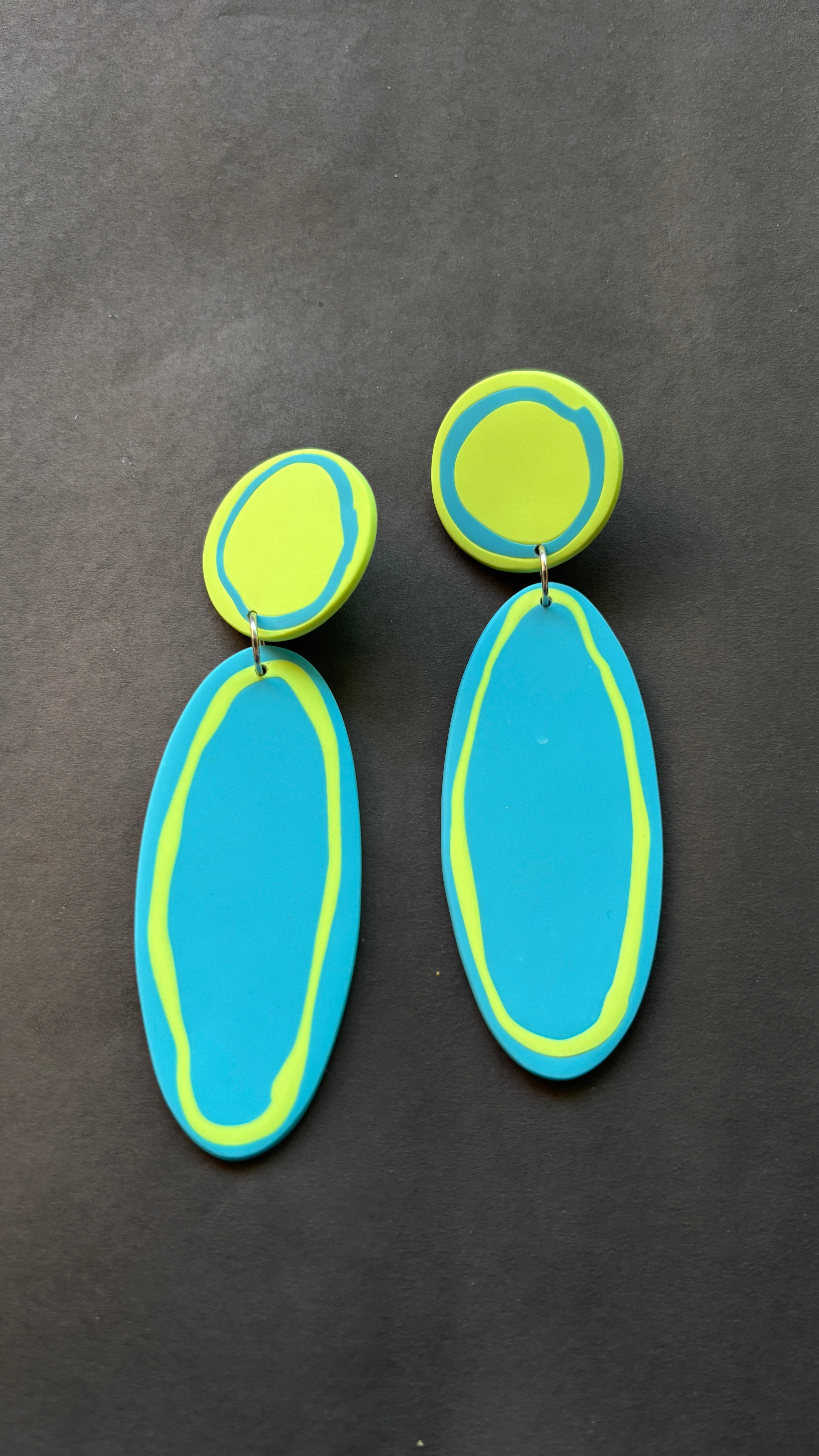 Playful Oval - Pistachio and Sky Blue - CiceroniEarringsColoured Ears