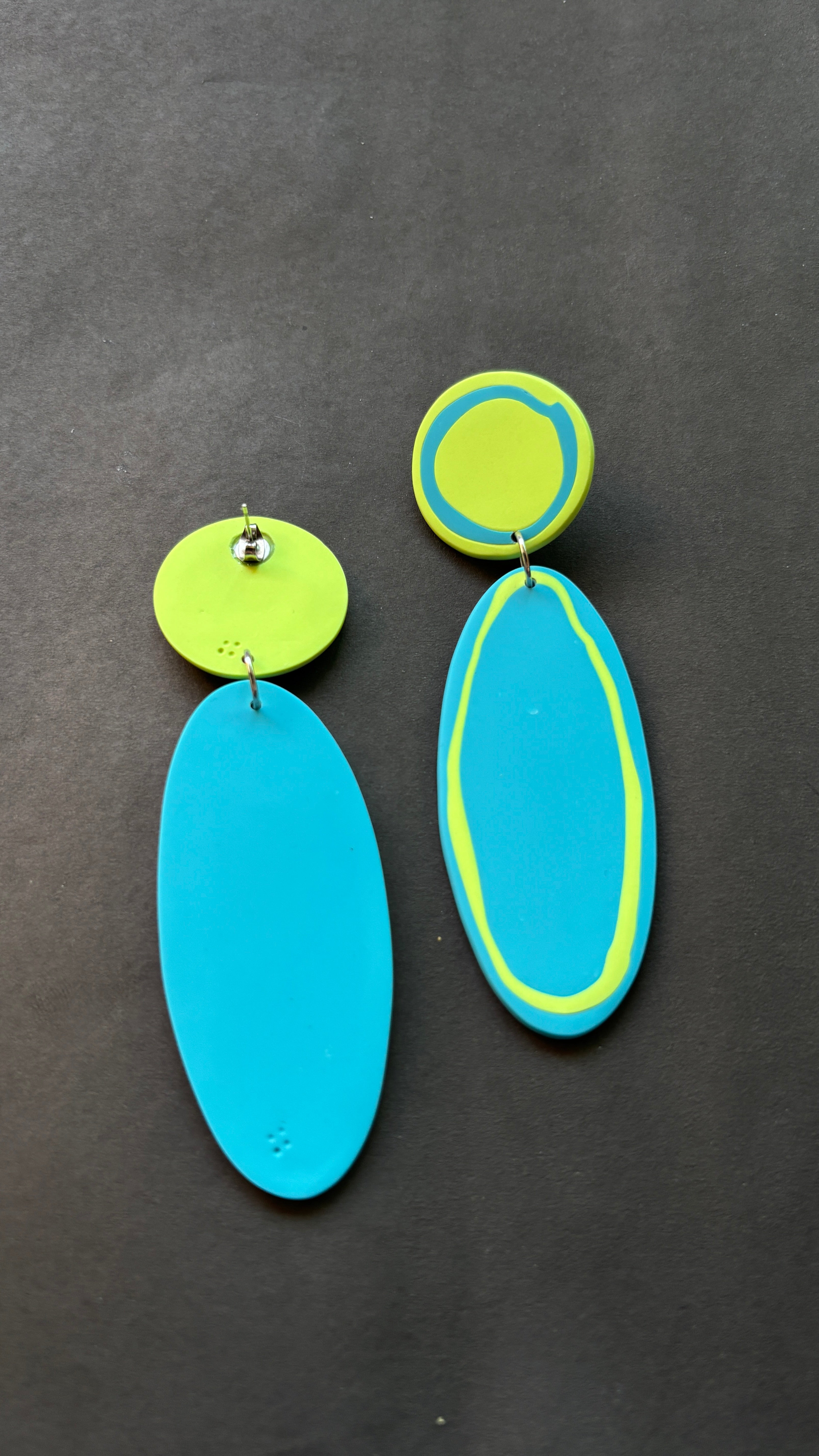 Playful Oval - Pistachio and Sky Blue - CiceroniEarringsColoured Ears