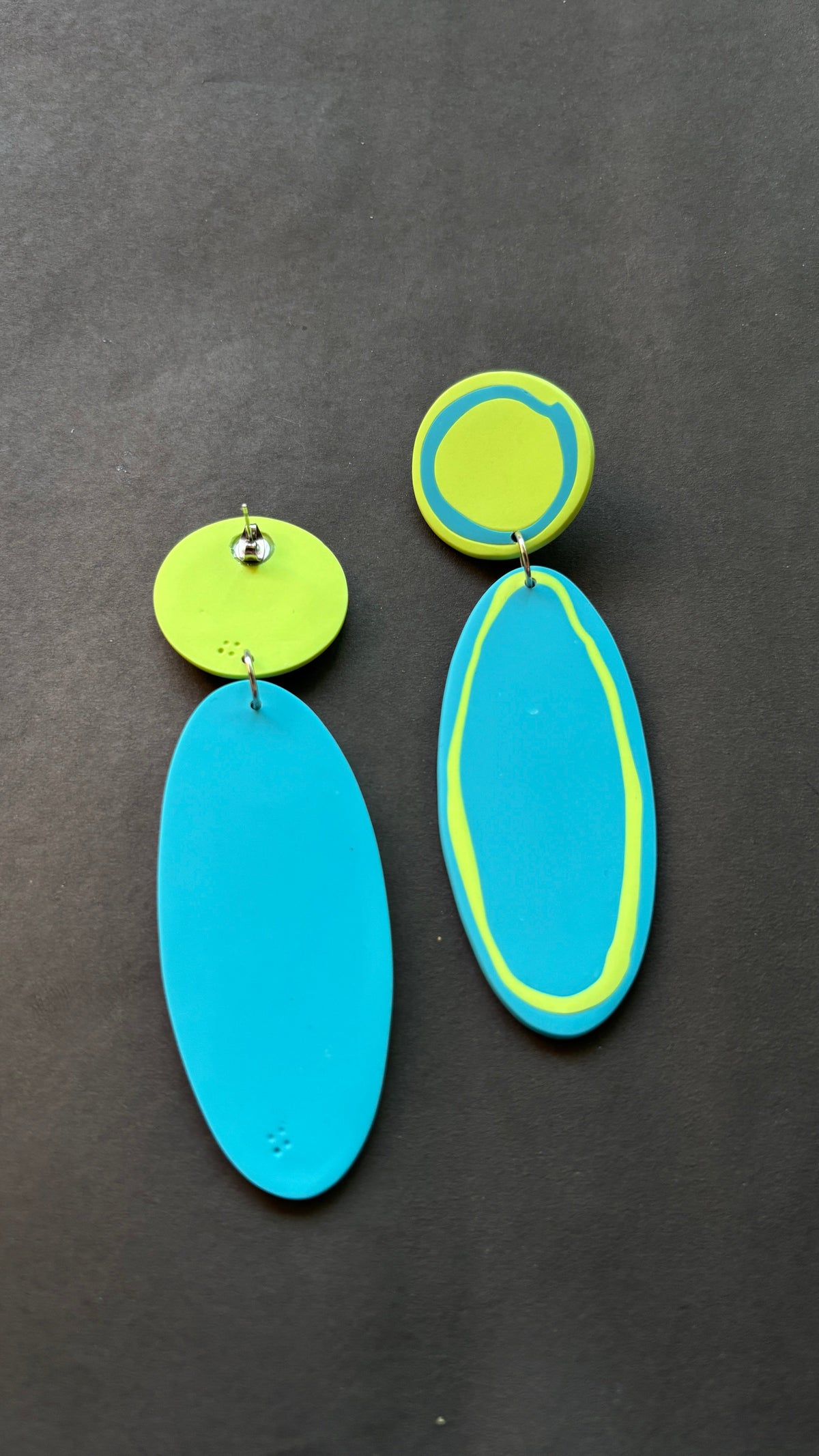 Playful Oval - Pistachio and Sky Blue - CiceroniEarringsColoured Ears