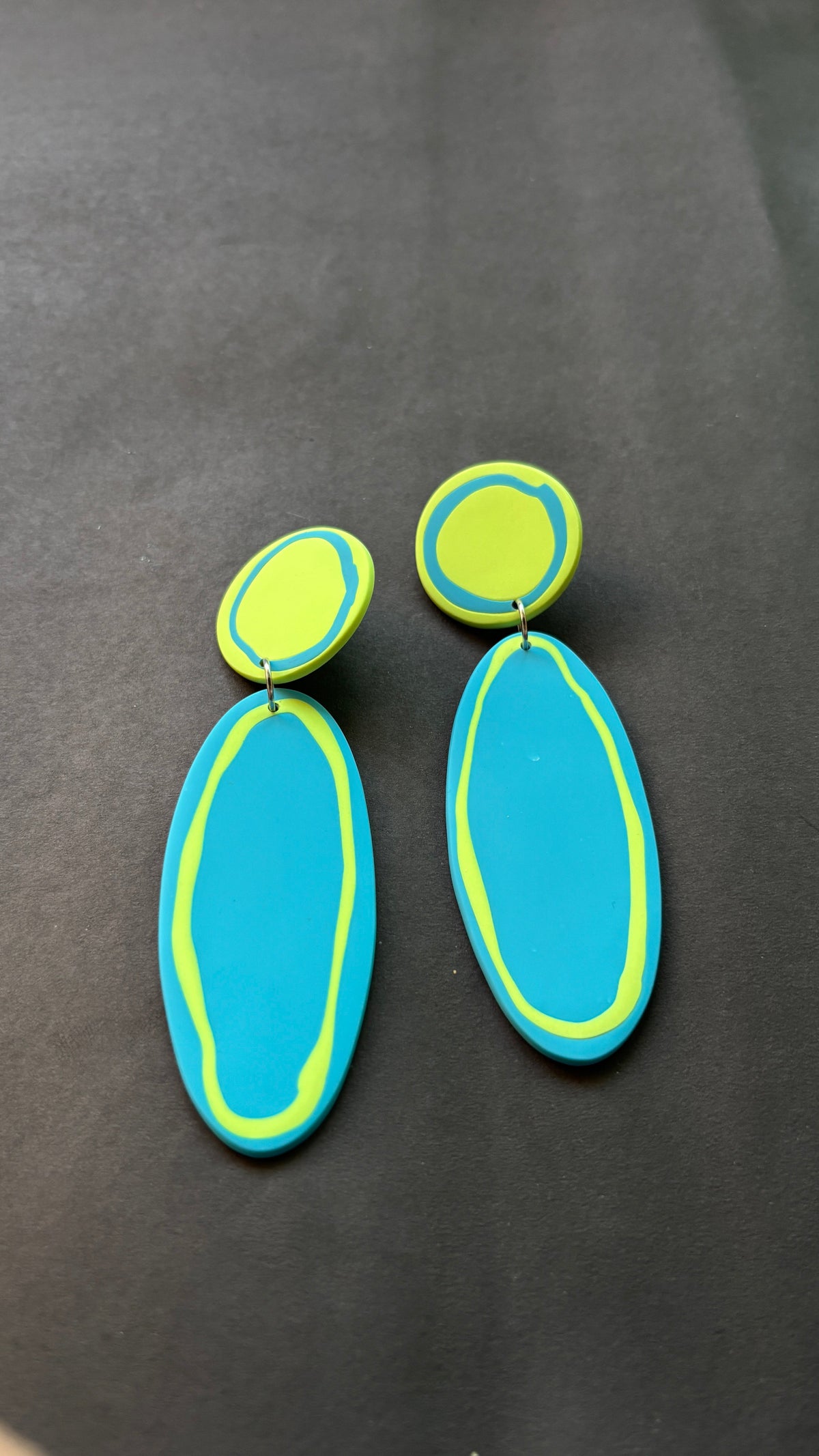 Playful Oval - Pistachio and Sky Blue - CiceroniEarringsColoured Ears