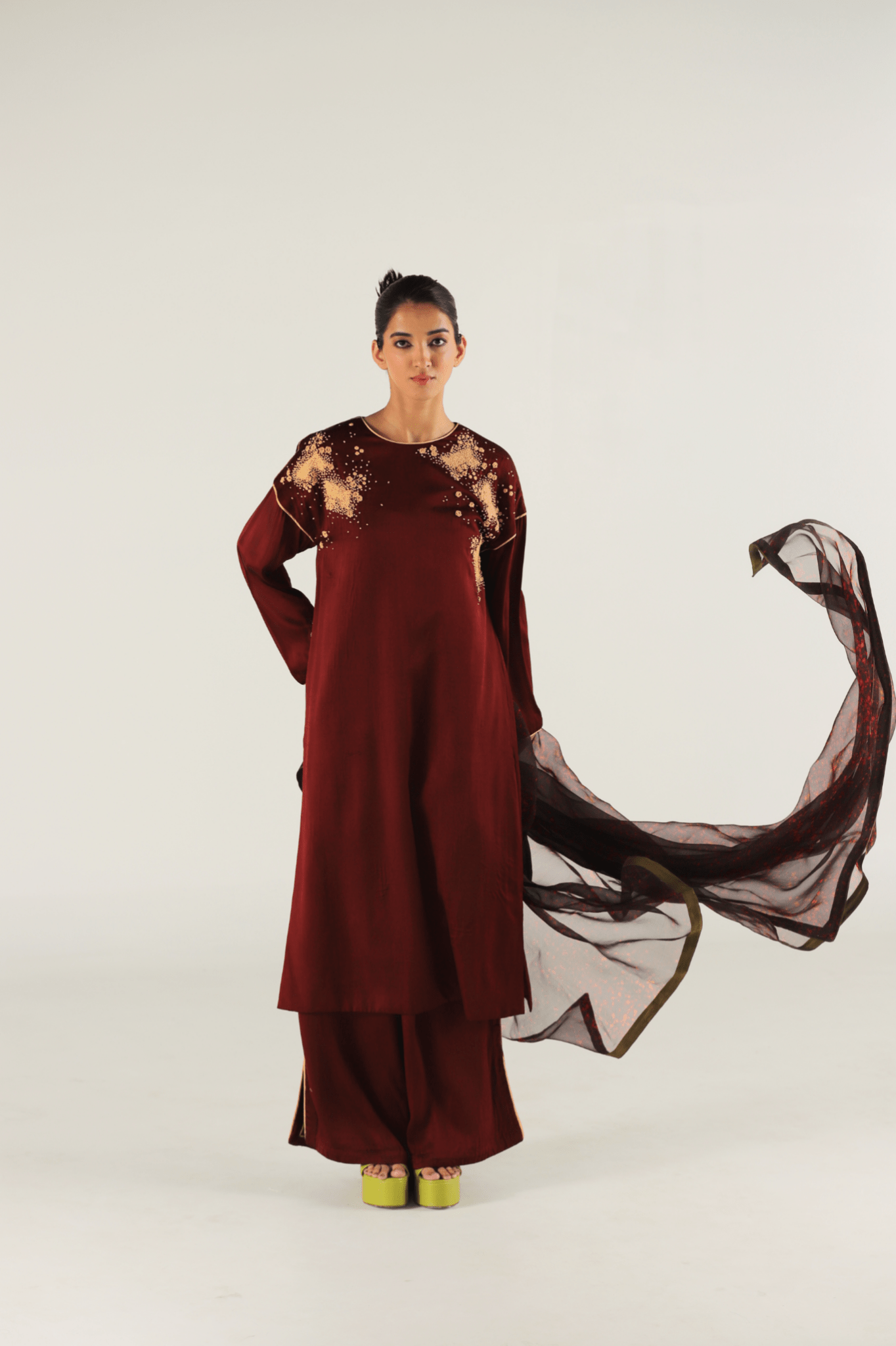 Plum Embroidered Boyfriend Kurta Set - CiceroniKurta Set, Festive WearTil