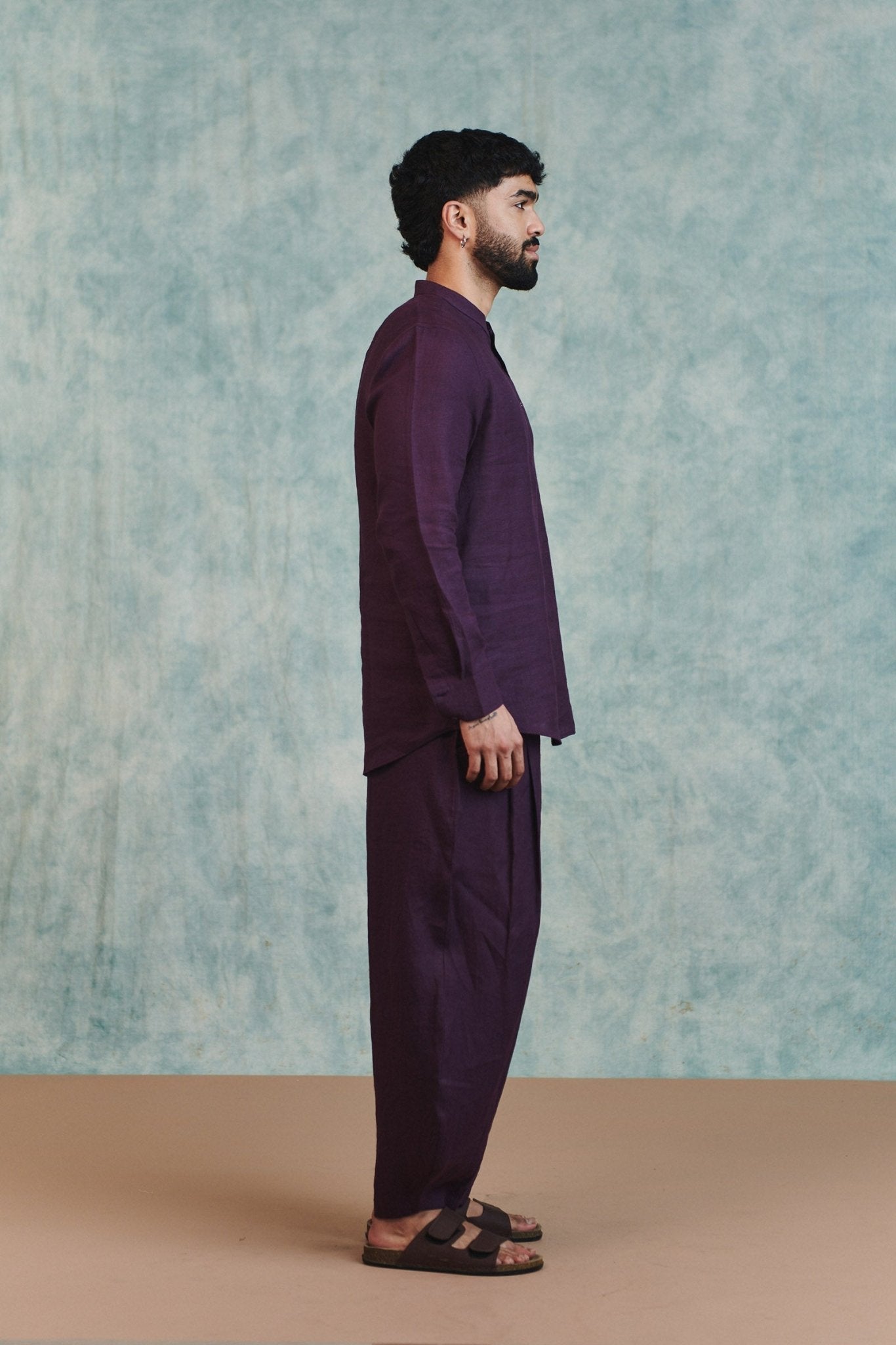 Plum Linen Men's Barrel Pants - CiceroniPantsSaphed