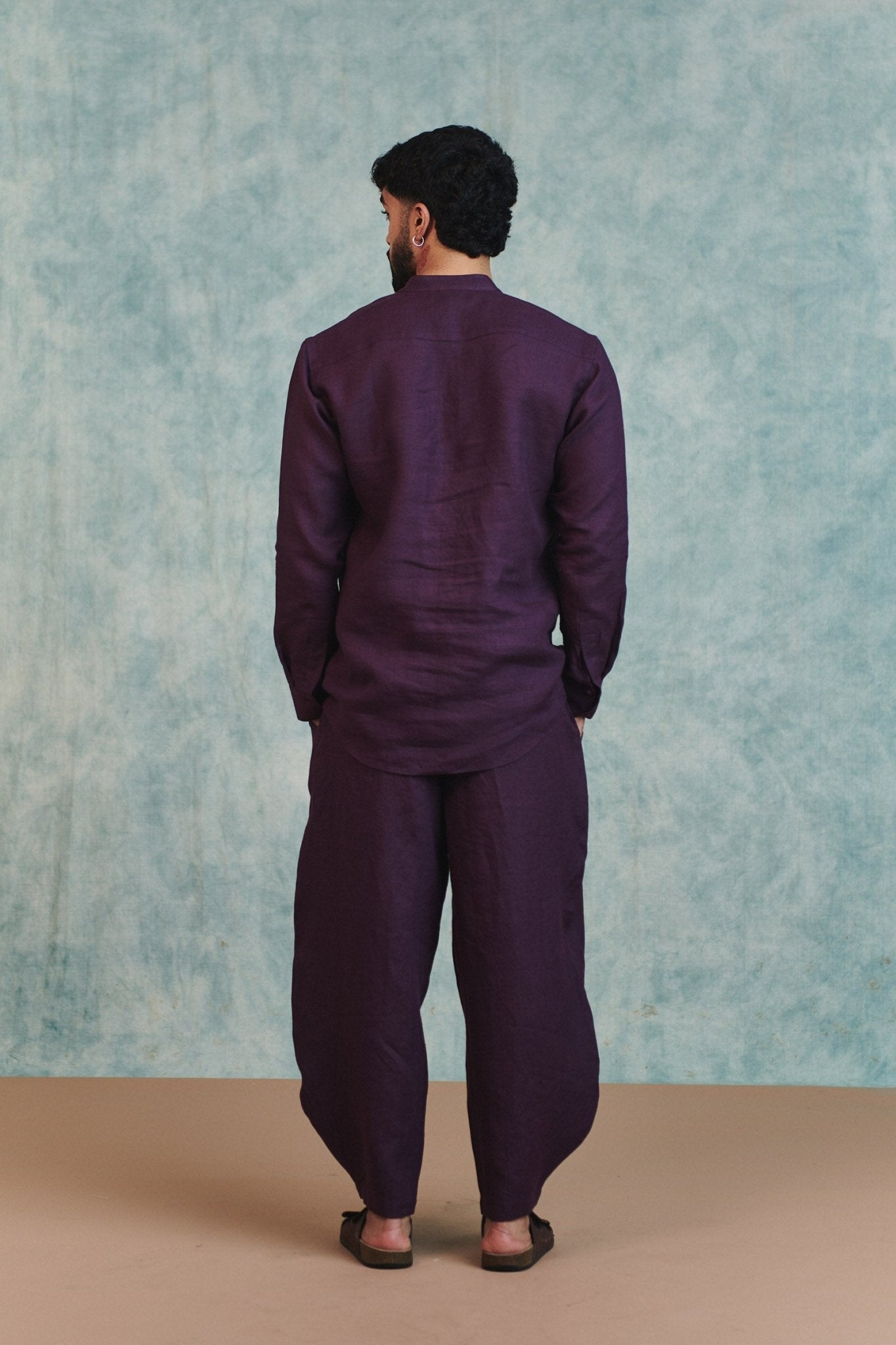 Plum Linen Men's Barrel Pants - CiceroniPantsSaphed