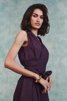 Plum Linen Sculpted Jumpsuit - CiceroniJumpsuitSaphed