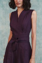 Plum Linen Sculpted Jumpsuit - CiceroniJumpsuitSaphed