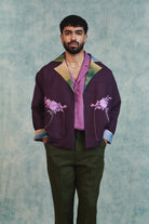 Plum Linen Unisex Open Jacket - CiceroniJacketsSaphed