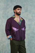 Plum Linen Unisex Open Jacket - CiceroniJacketsSaphed