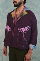 Plum Linen Unisex Open Jacket - CiceroniJacketsSaphed