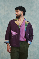 Plum Linen Unisex Open Jacket - CiceroniJacketsSaphed