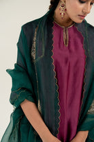 Plum Zainab Kurta Set with Shama Odhani - CiceroniKurta Set, Festive WearNirjara