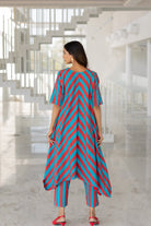 Poppy and Blue Stripe Kurta Set - CiceroniKurta Set, Everyday WearSilai Studio