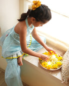 Poppy sharara kurta set in light blue and yellow - CiceroniKurta Set, Festive WearLove The World Today