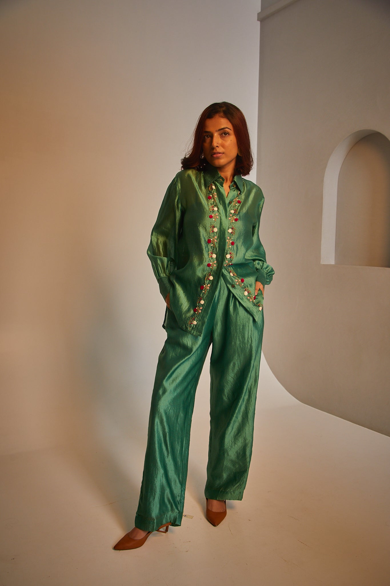 Poppy Silk Set - Green - CiceroniCo - ord SetAmbrosia