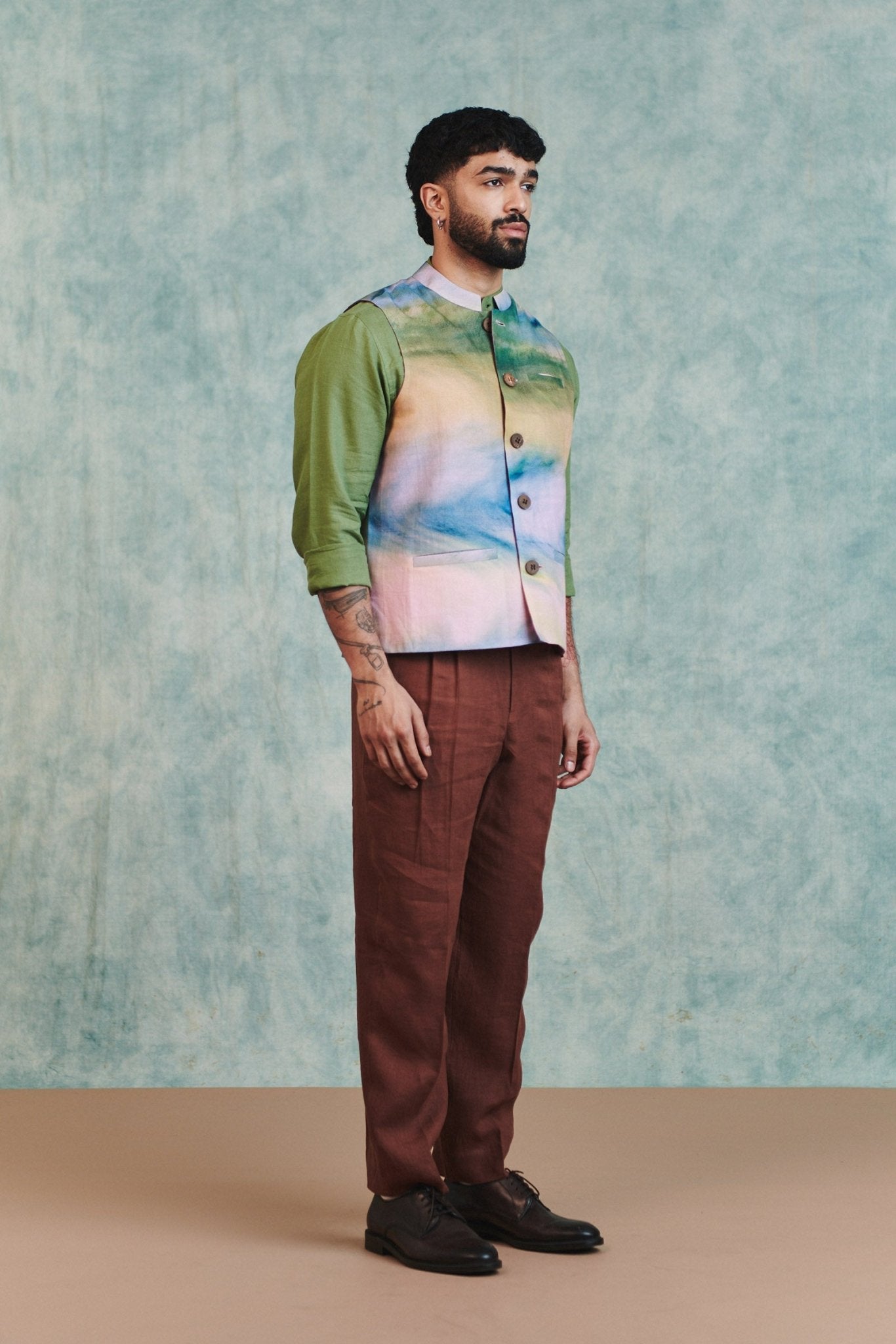 Prism Co - Linen Men's Nehru Jacket - CiceroniJacketsSaphed