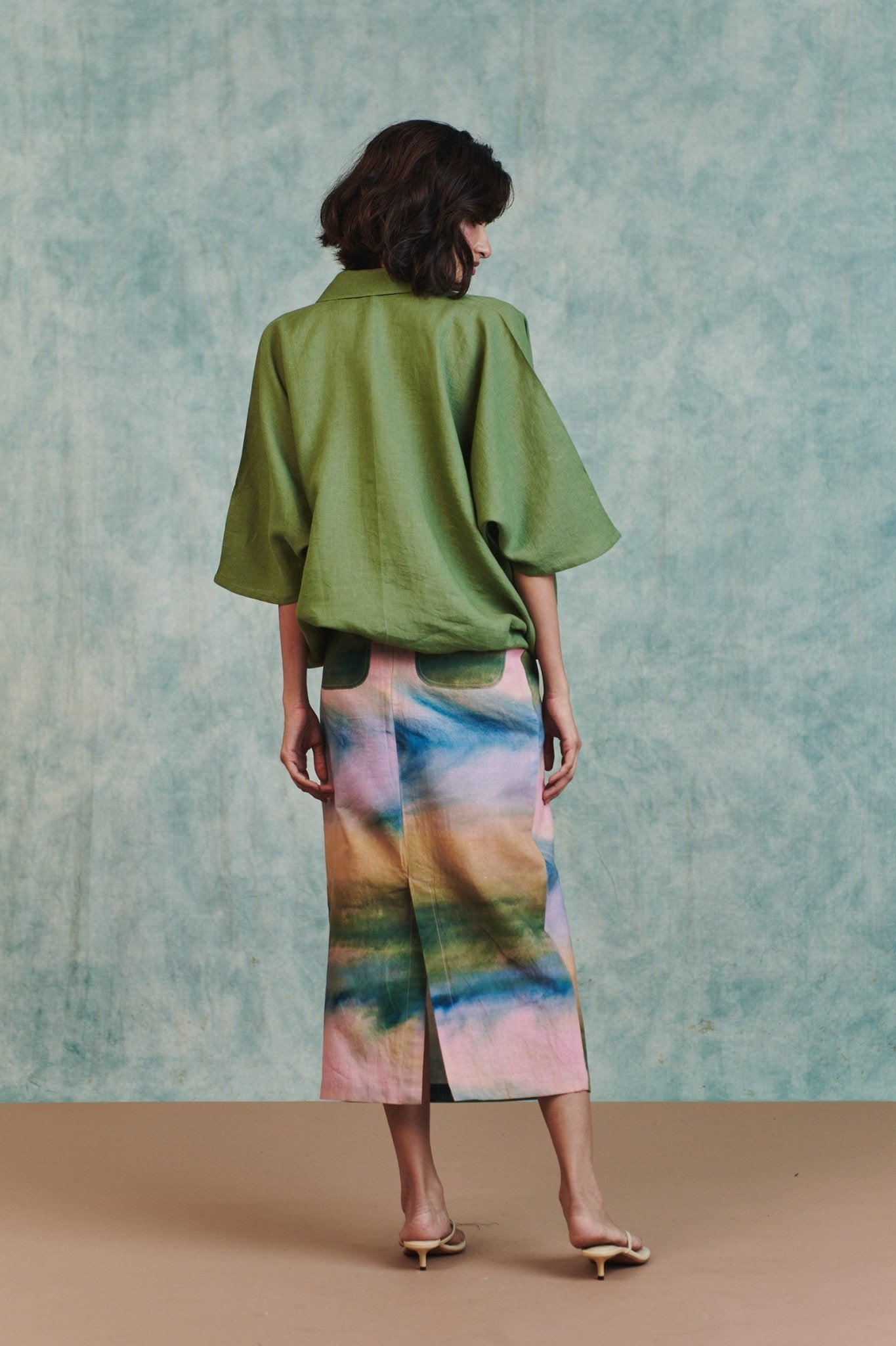 Prism Co - Linen Midi Skirt - CiceroniSkirtsSaphed