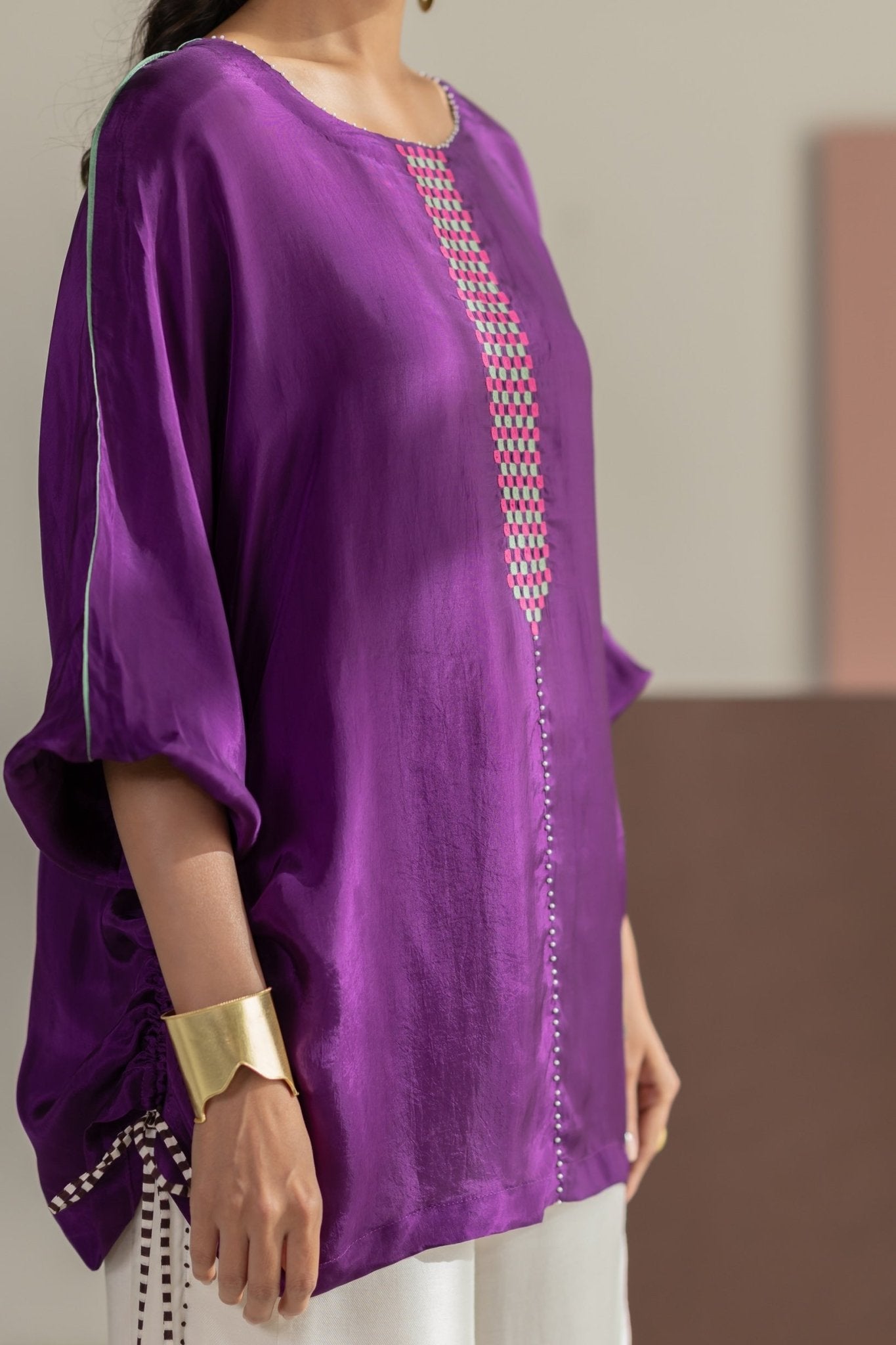 Purple and Off White Set - CiceroniCo-ord SetTussah