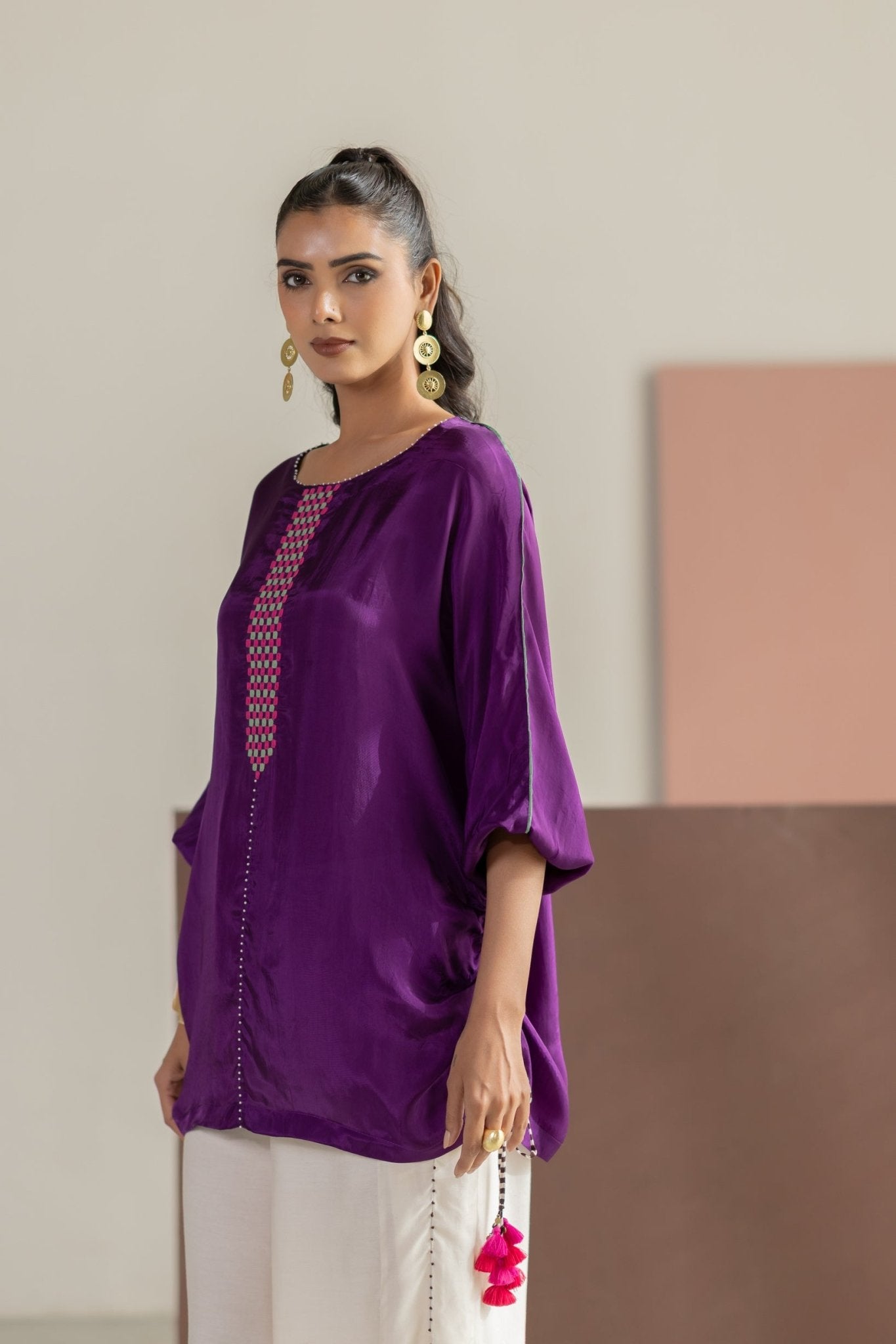 Purple and Off White Set - CiceroniCo-ord SetTussah