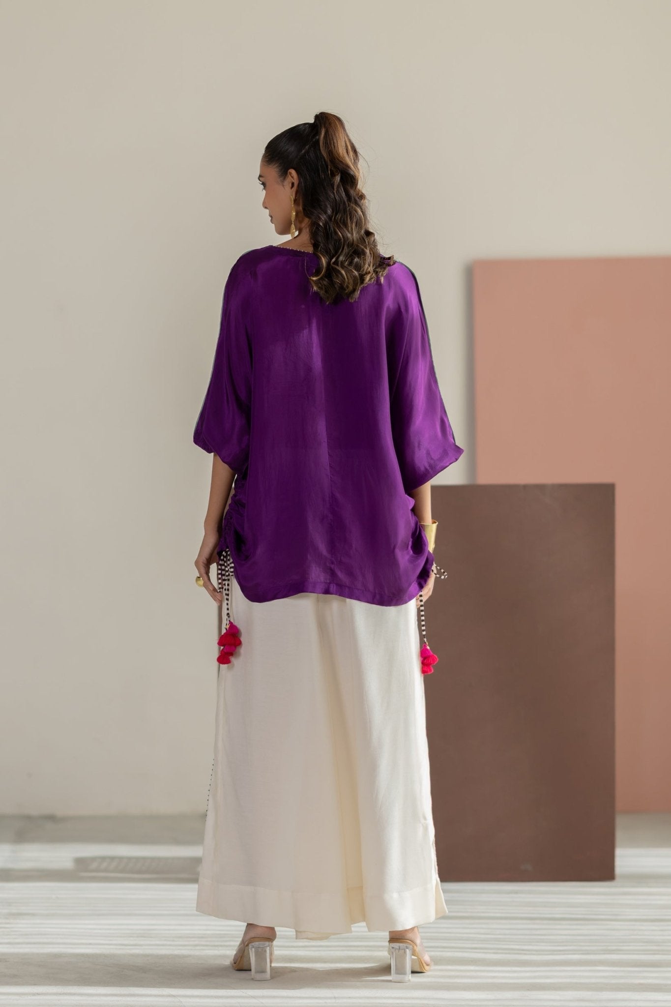 Purple and Off White Set - CiceroniCo-ord SetTussah