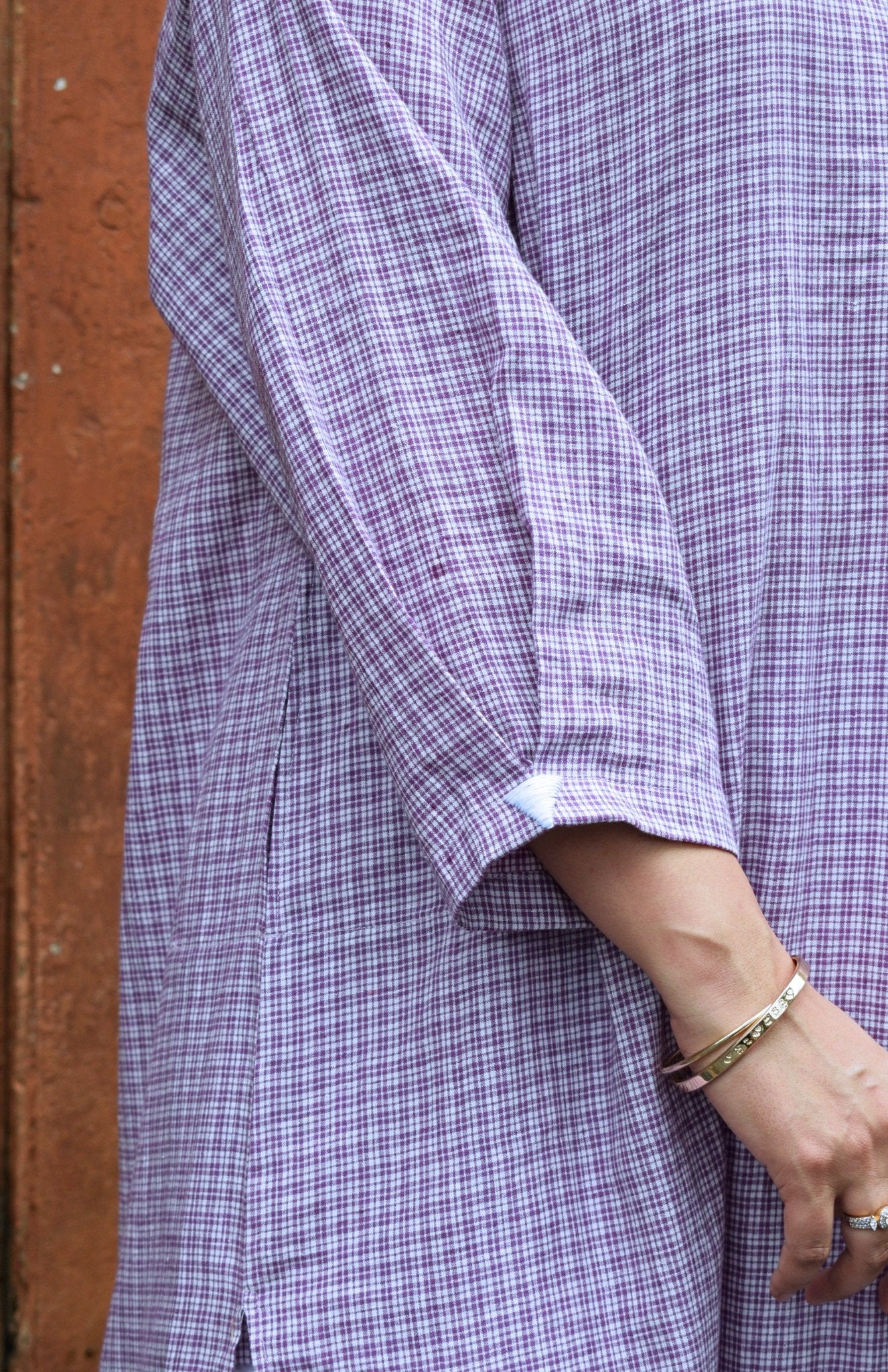 Purple Checks Antifit kurta in Handwoven Cotton and White pyjama - CiceroniKurta Set, Everyday WearHouse of Moxa