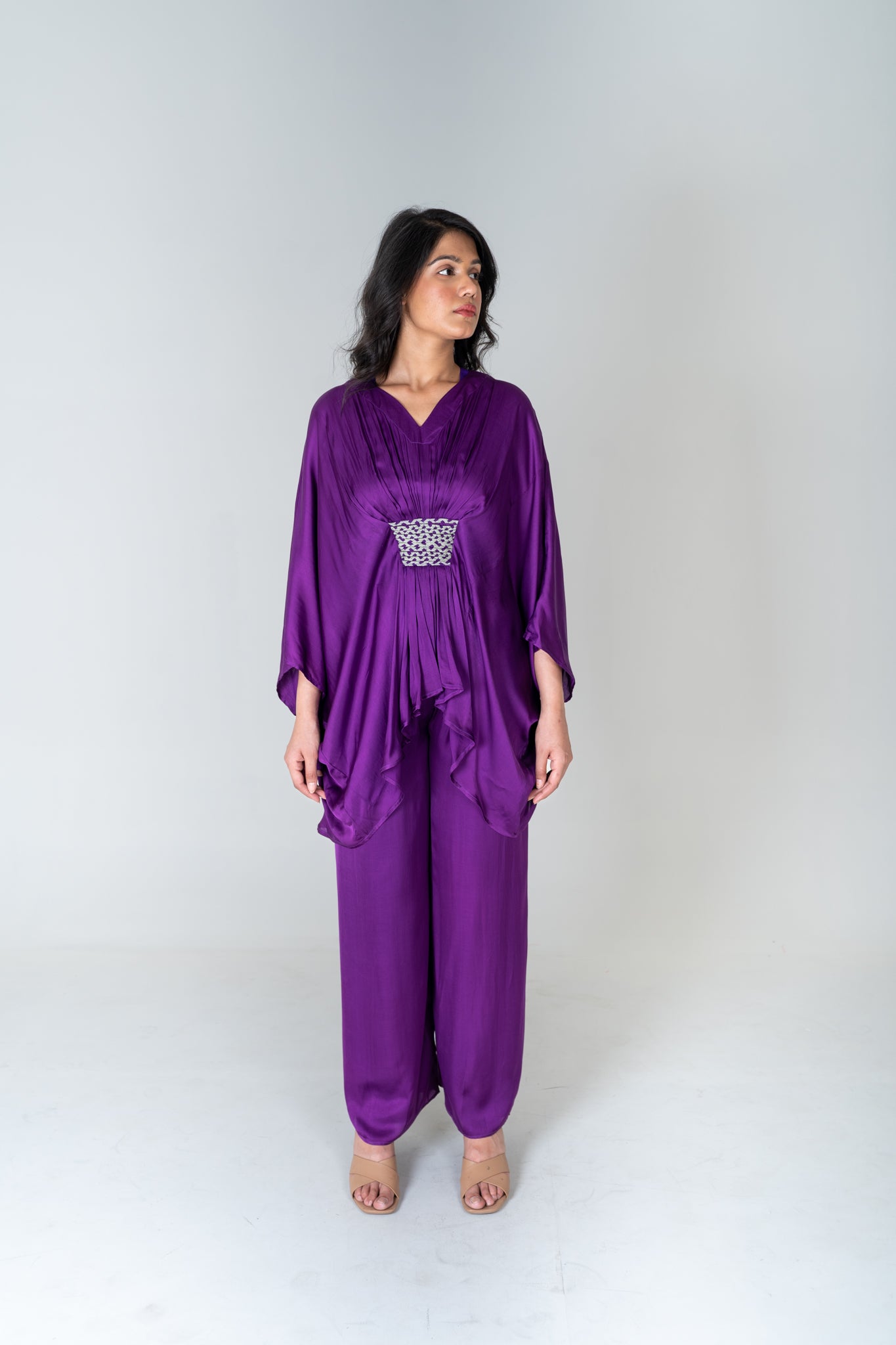 Purple - Green Braided Kaftan Co - ord Set - CiceroniCo - ord SetNeora