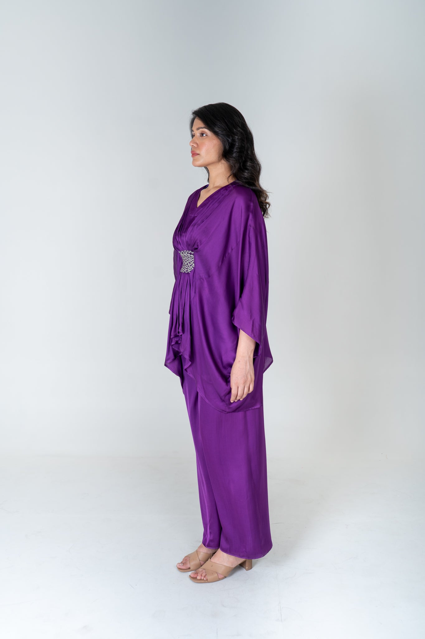 Purple - Green Braided Kaftan Co - ord Set - CiceroniCo - ord SetNeora