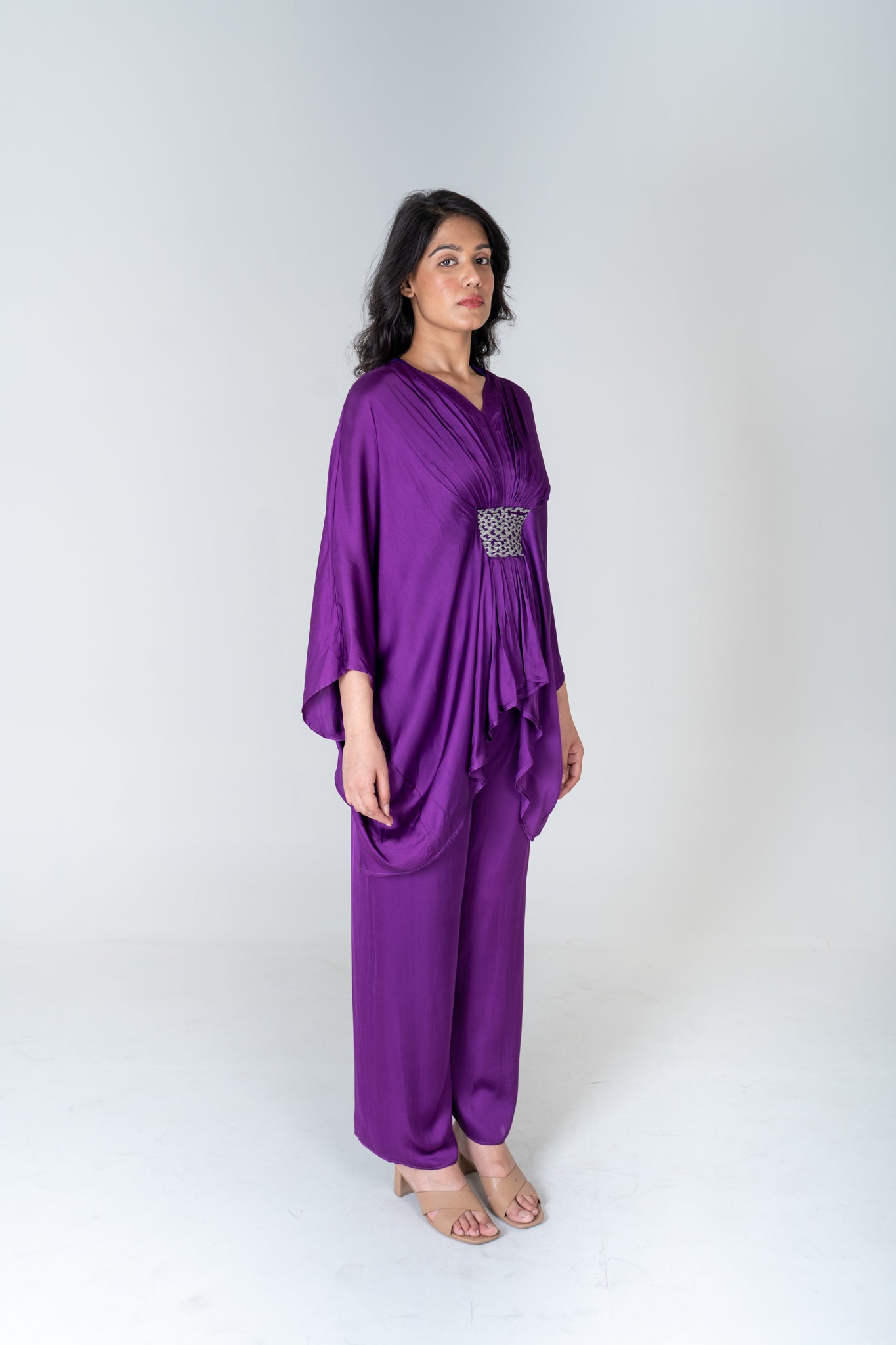 Purple - Green Braided Kaftan Co - ord Set - CiceroniCo - ord SetNeora