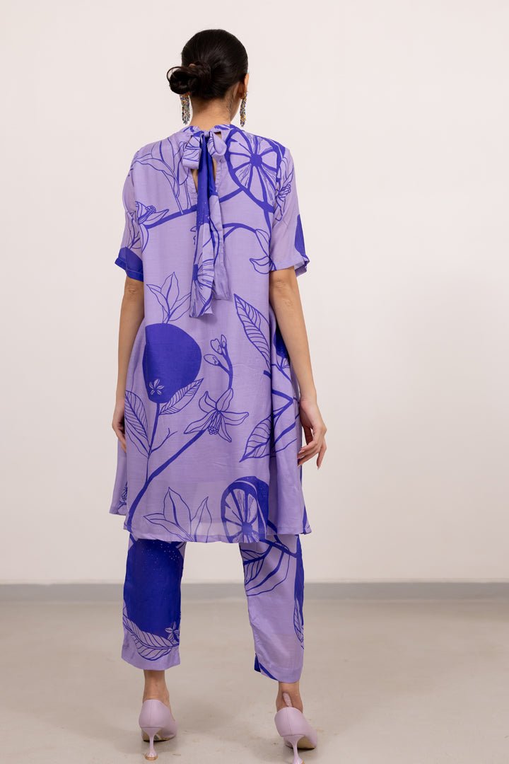 Purple Lily Printed Dress Set - CiceroniKurta Set, Everyday WearSilai Studio