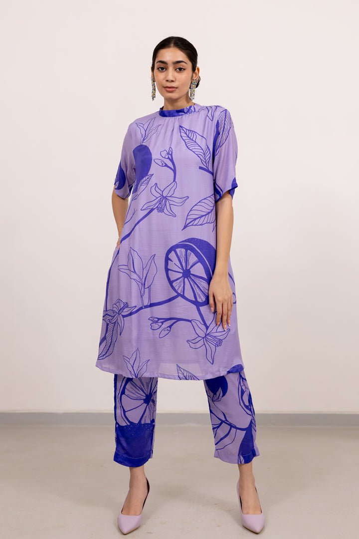 Purple Lily Printed Dress Set - CiceroniKurta Set, Everyday WearSilai Studio