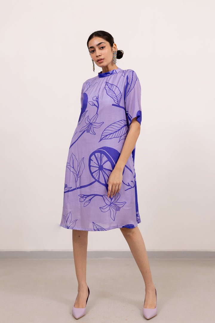 Purple Lily Printed Dress - CiceroniDressesSilai Studio