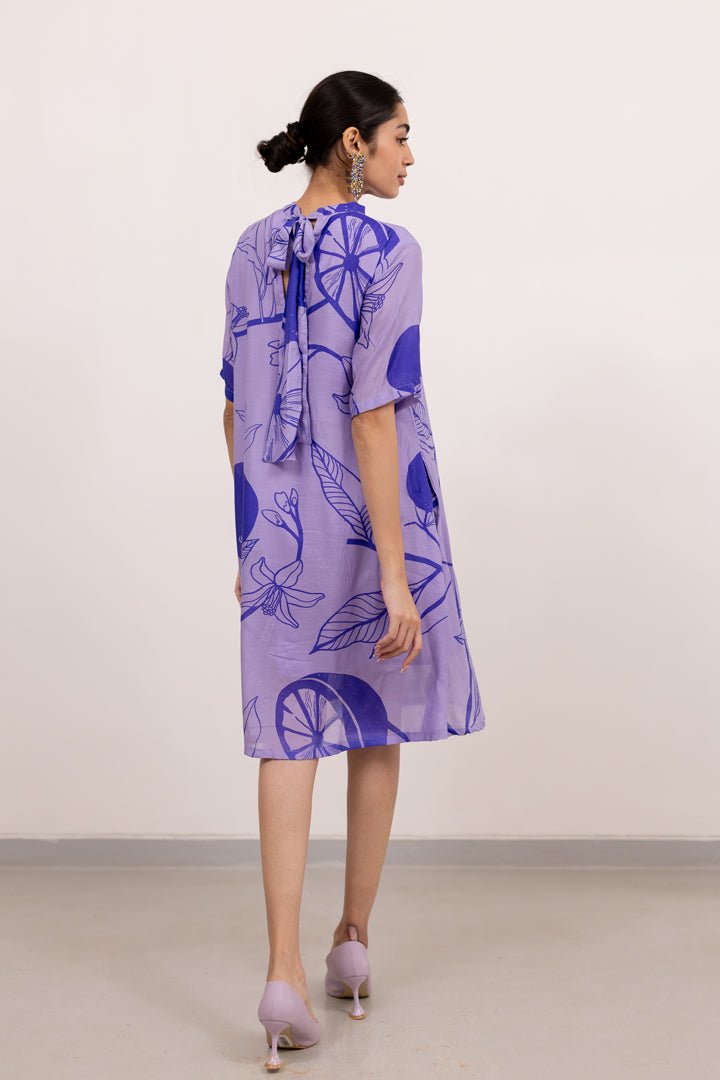 Purple Lily Printed Dress - CiceroniDressesSilai Studio