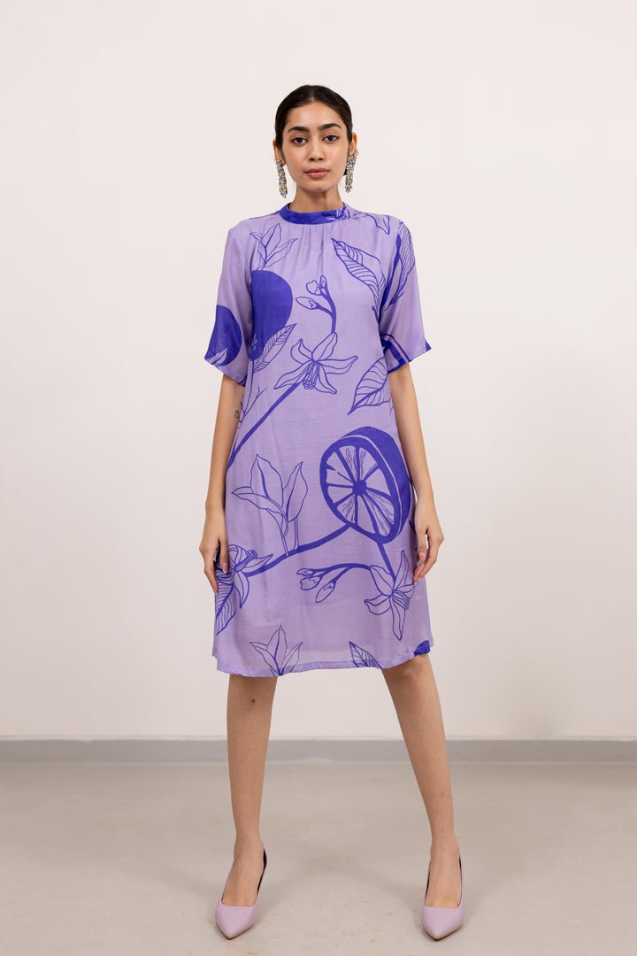 Purple Lily Printed Dress - CiceroniDressesSilai Studio