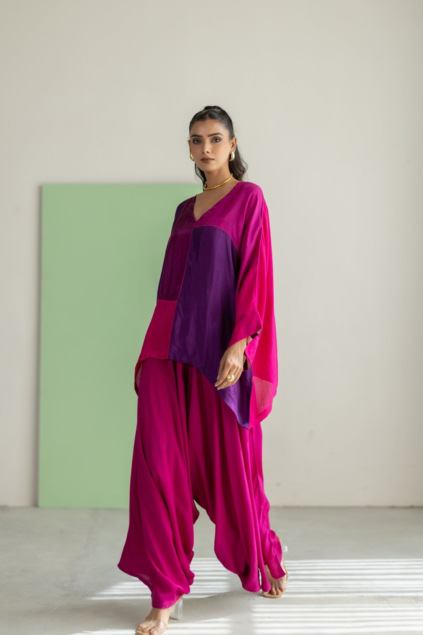 Purple Magenta Colour Block Set - CiceroniCo-ord SetTussah