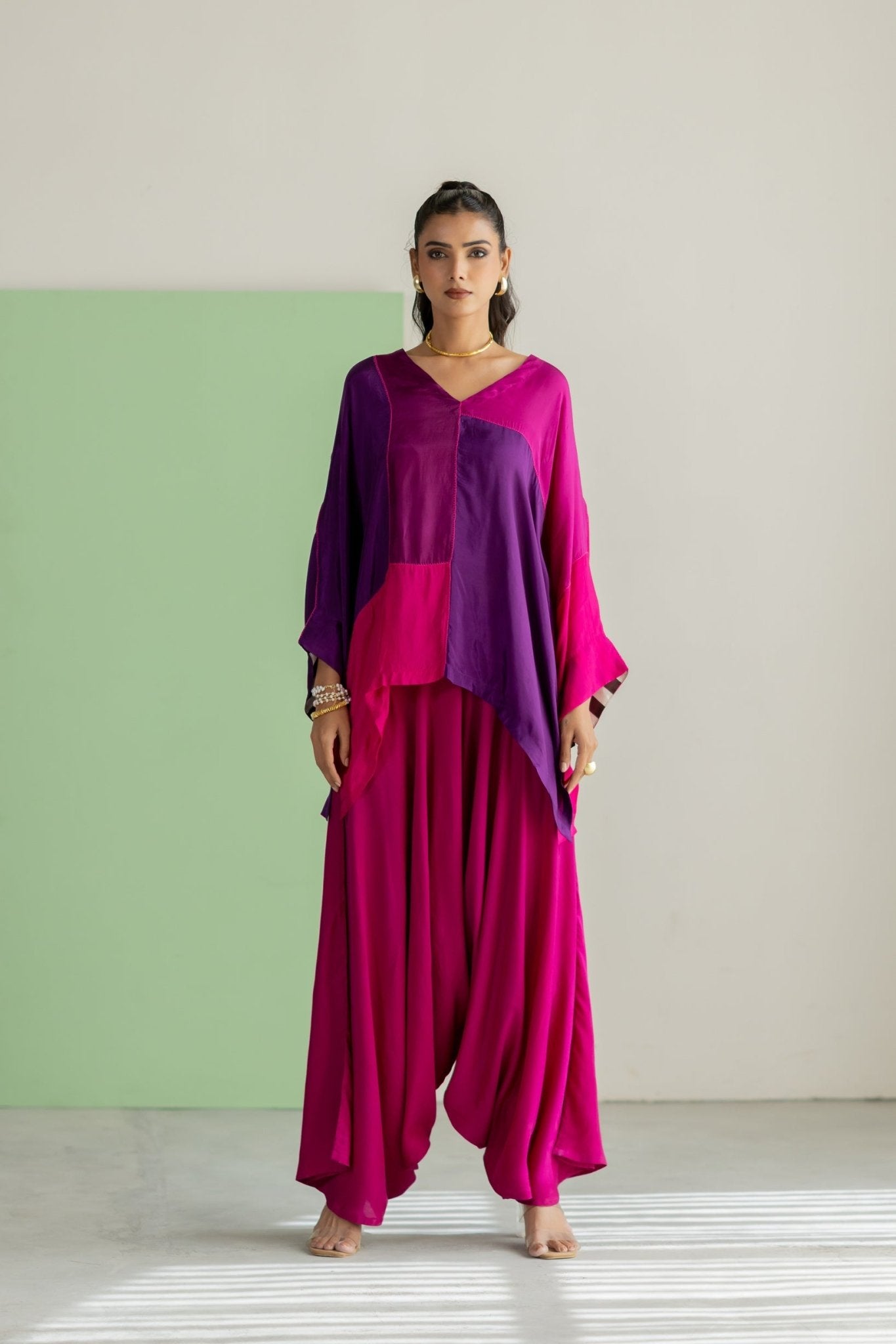Purple Magenta Colour Block Set - CiceroniCo-ord SetTussah