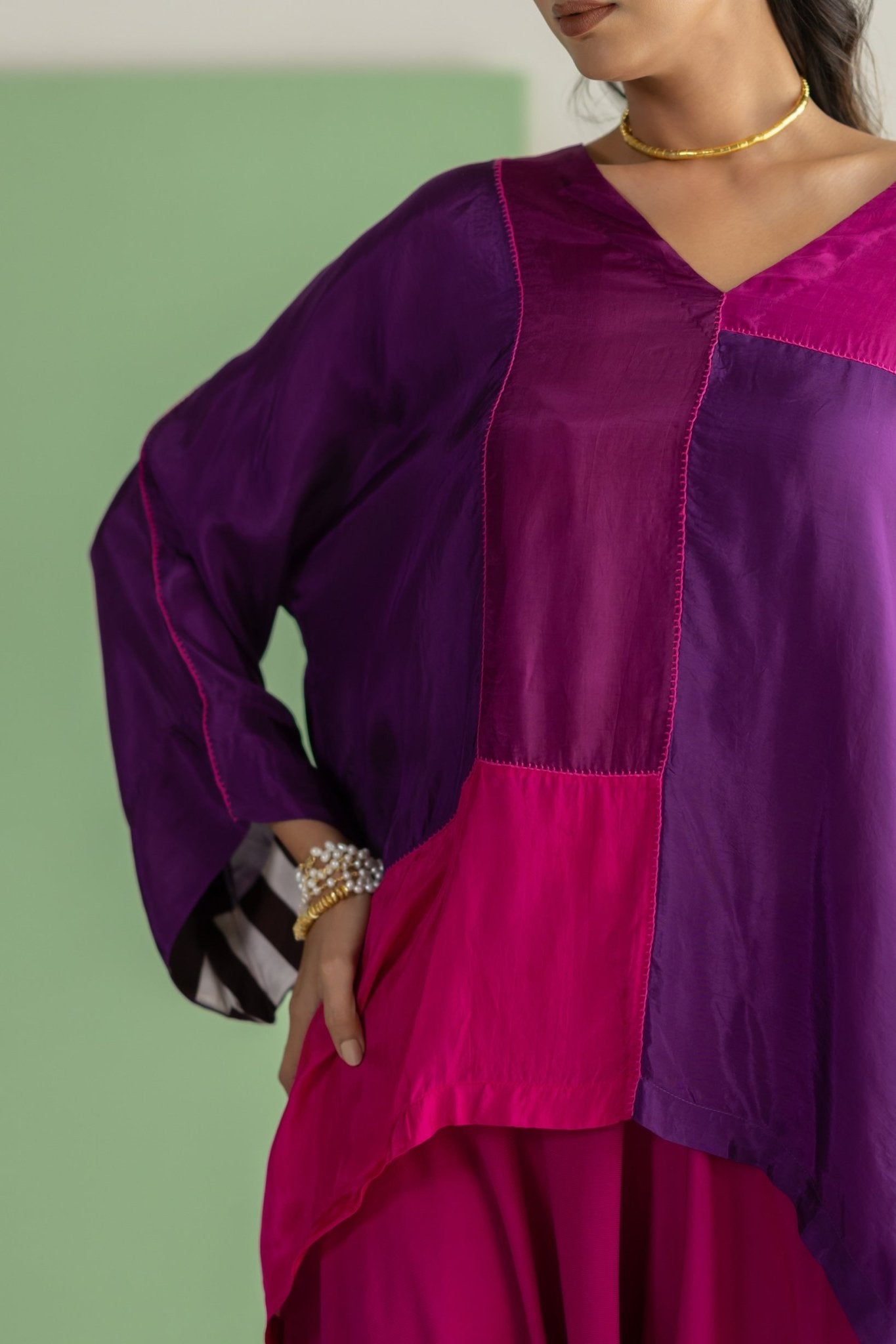 Purple Magenta Colour Block Set - CiceroniCo-ord SetTussah