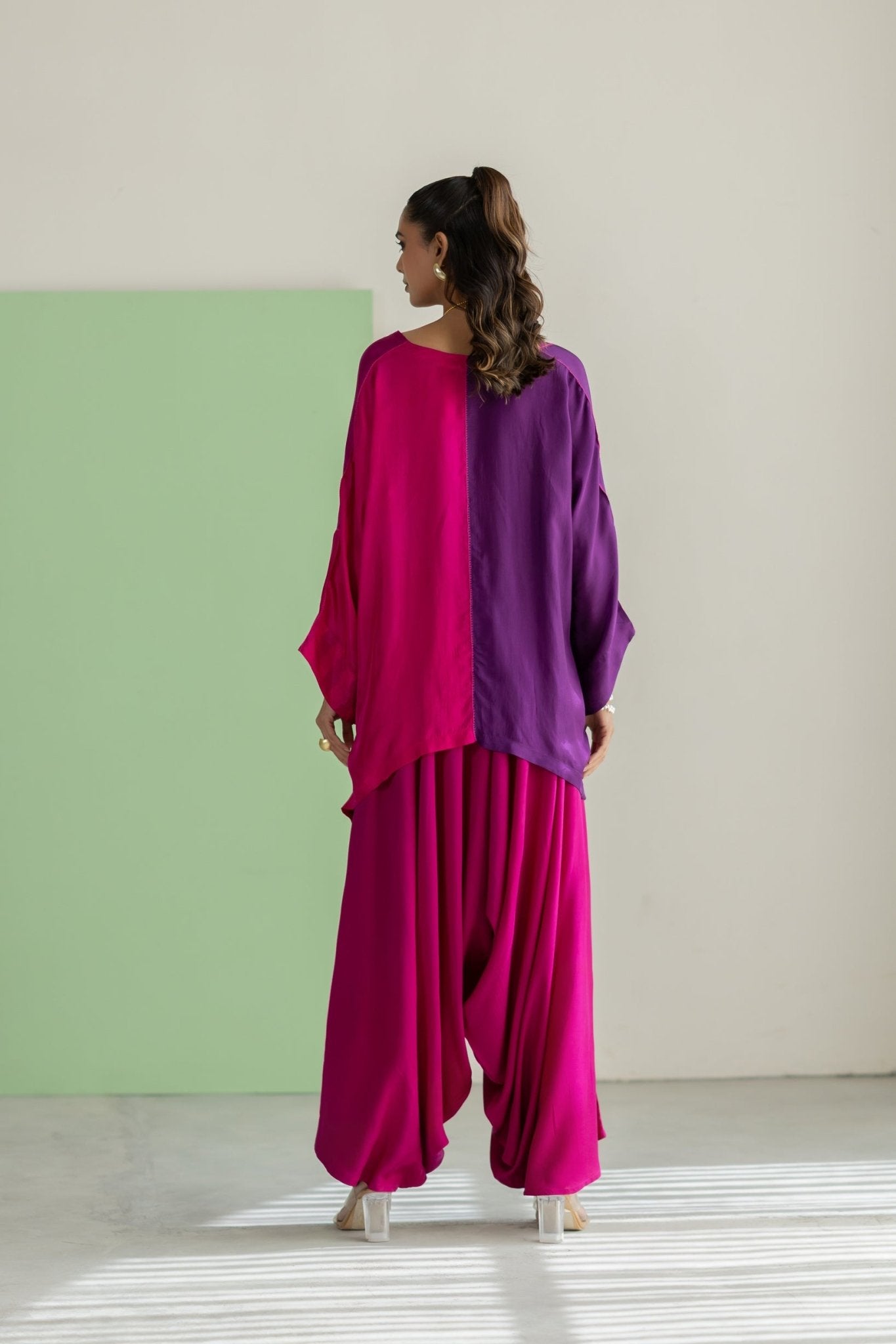 Purple Magenta Colour Block Set - CiceroniCo-ord SetTussah