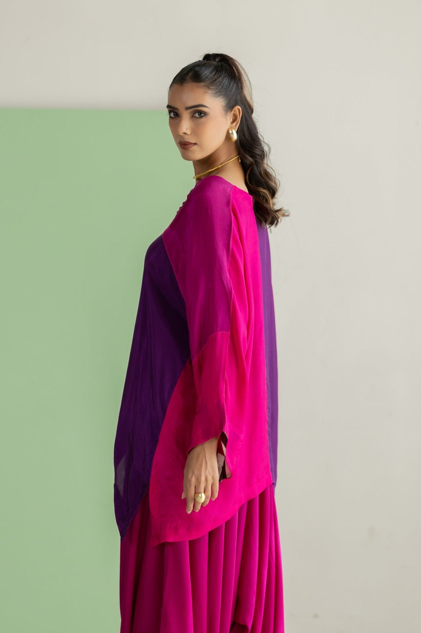 Purple Magenta Colour Block Set - CiceroniCo-ord SetTussah