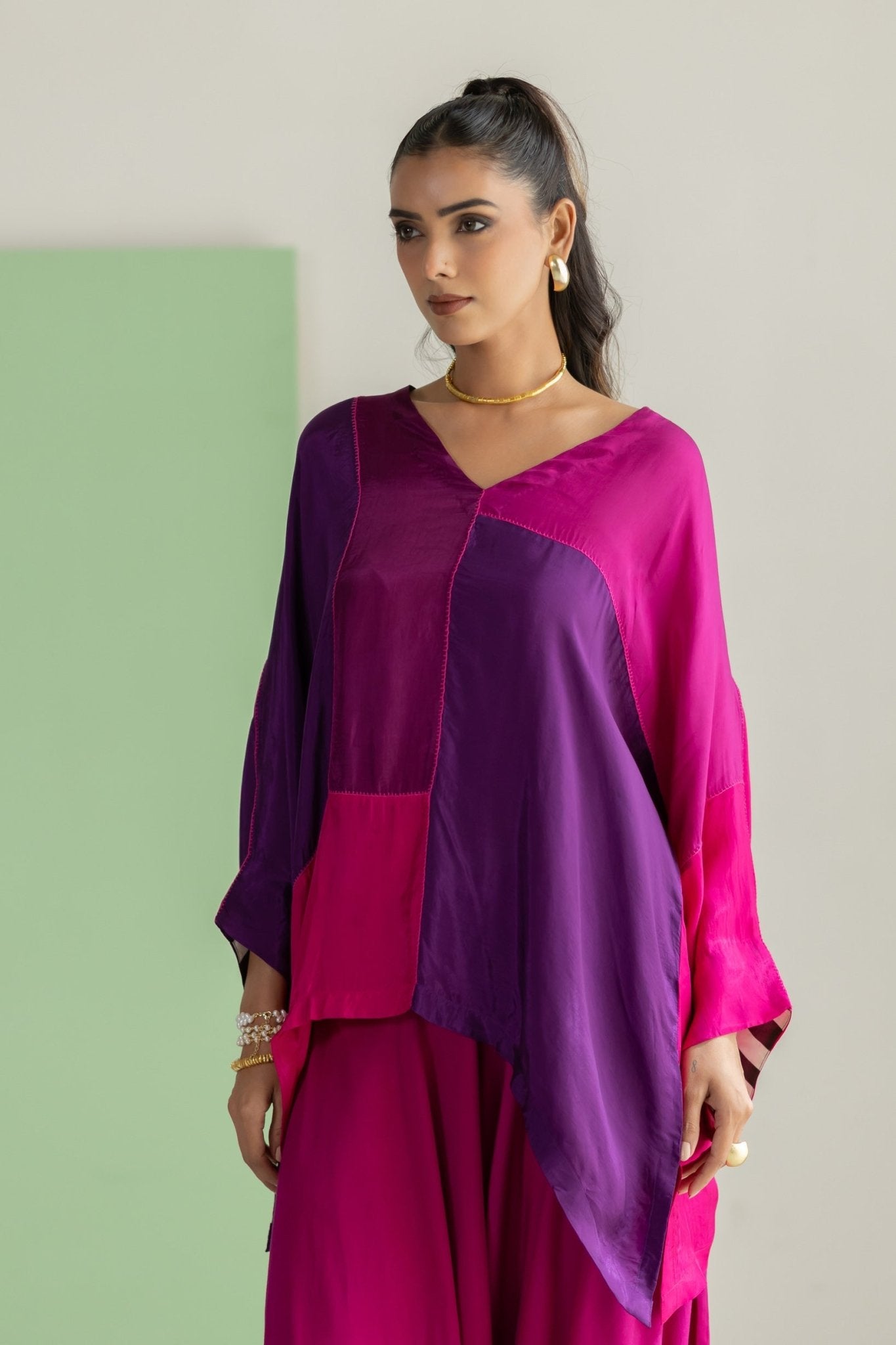 Purple Magenta Colour Block Set - CiceroniCo-ord SetTussah