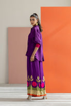 Purple Shirt with Lampi Gota Co-ord Set - CiceroniCo-ord SetTussah