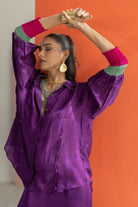 Purple Shirt with Lampi Gota Co-ord Set - CiceroniCo-ord SetTussah