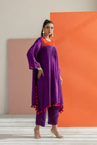 Purple Silk Kurta Set - CiceroniKurta Set, Festive WearTussah